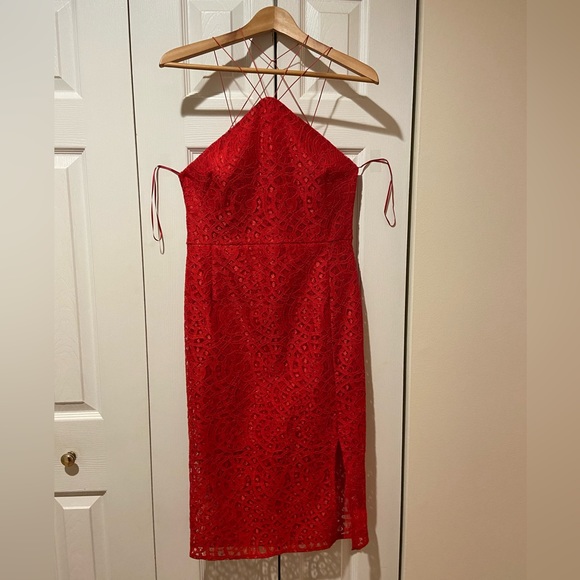 NWOT~Stunning Red Lace Halter Dress by Topshop - Picture 1 of 12